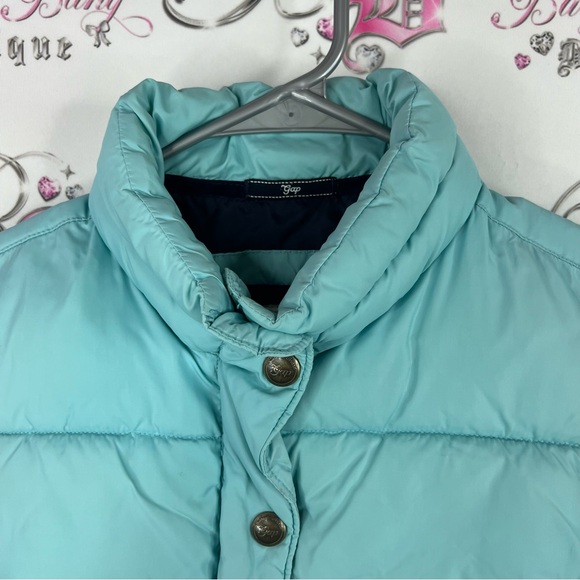 GAP vest puffer zip up warm cozy layer Aqua Blue Puffer Vest - Picture 5 of 7